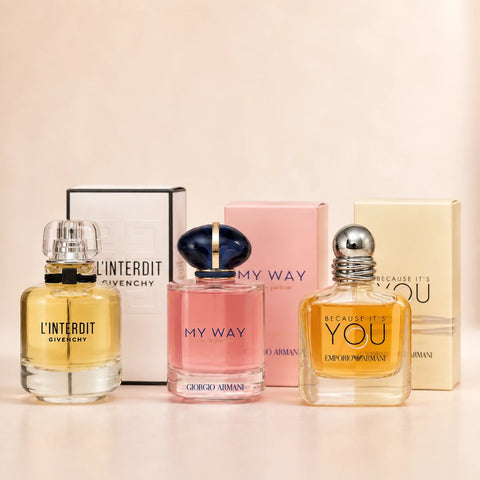 Pack Femme 3 Parfums – L’Interdit / My Way / Because It’s You