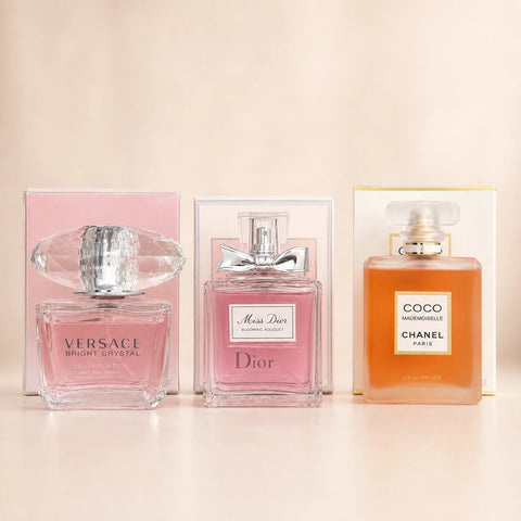 Pack Femme 3 Parfums – Bright Crystal / Miss Dior Blooming Bouquet / Coco Mademoiselle  Ila bghiti handles: