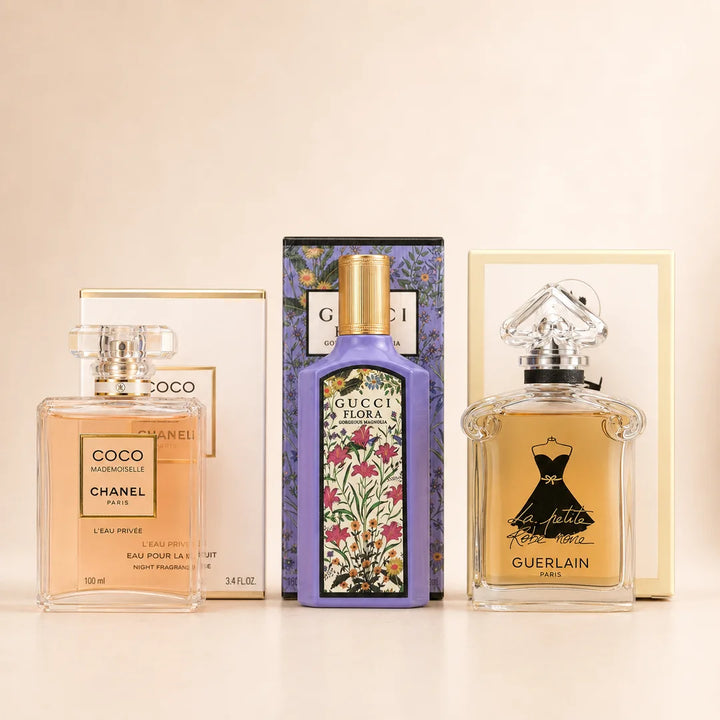 Pack Femme 3 Parfums – Coco Mademoiselle cristal / Gucci Flora Gorgeous Magnolia / La Petite Robe Noire